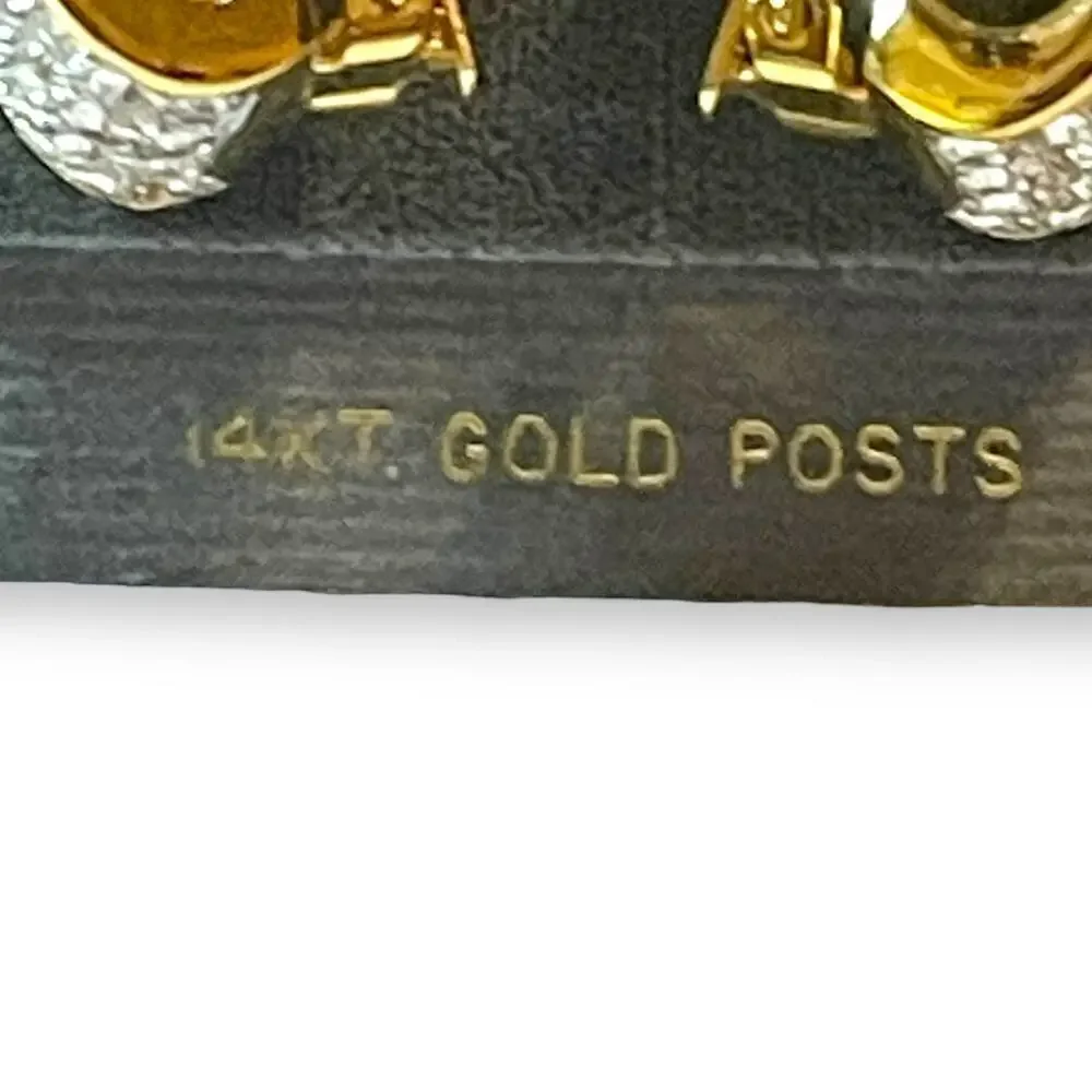 Vintage Nina Ricci Earrings Womens Gold Tone Swarovski Rhinestones 14 kt Posts